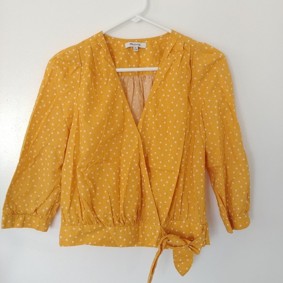 Madewell Yellow Star Scatter Wrap Top - Picture 2 of 5